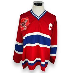 Vintage Molson Montreal Canadiens Hockey Jersey Mens XL Red Blue Pullover NHL
